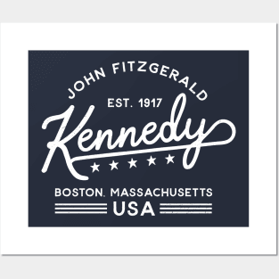 JFK Vintage Script White Posters and Art